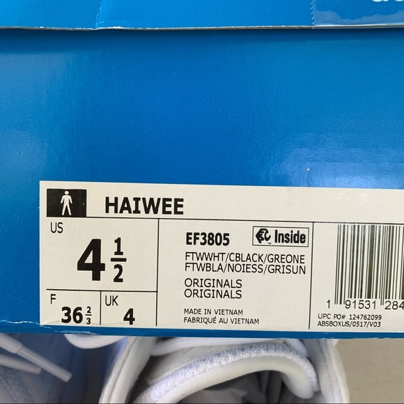 Adidas Haiwee white EF3805 sneaker Men’s size US 4.5 - Picture 9 of 9